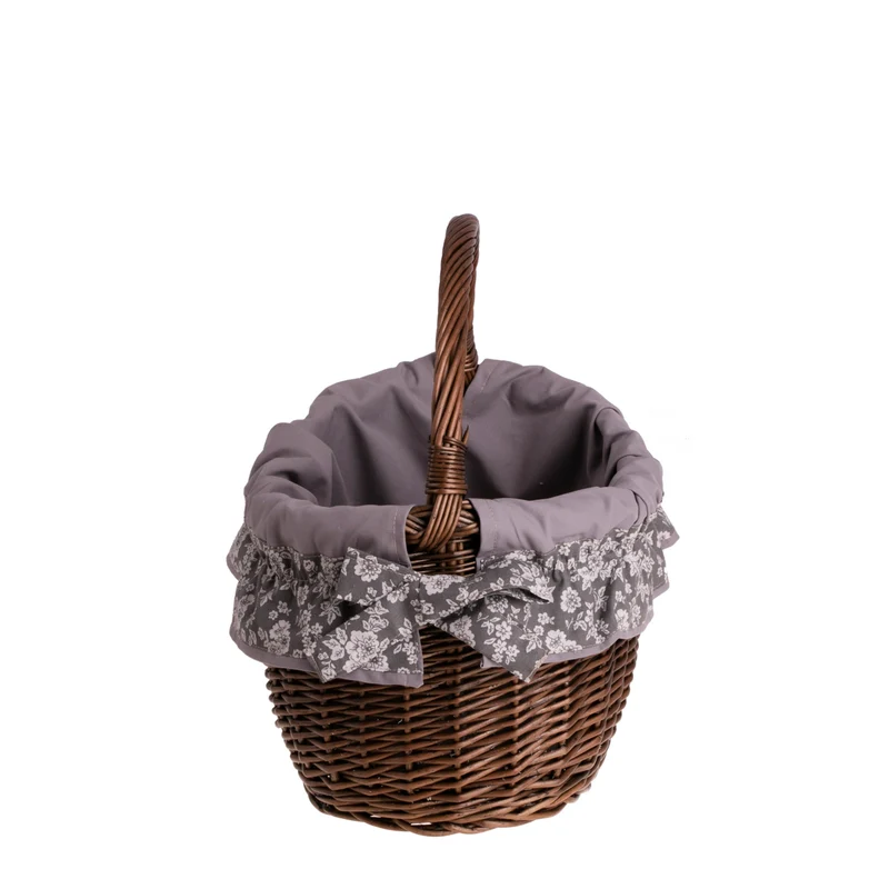 Wavellia wicker shopping basket with gray trim and handle TheWickerStories
