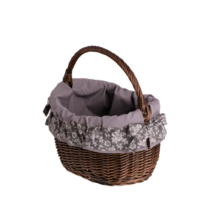 Wavellia wicker shopping basket with gray trim and handle TheWickerStories
