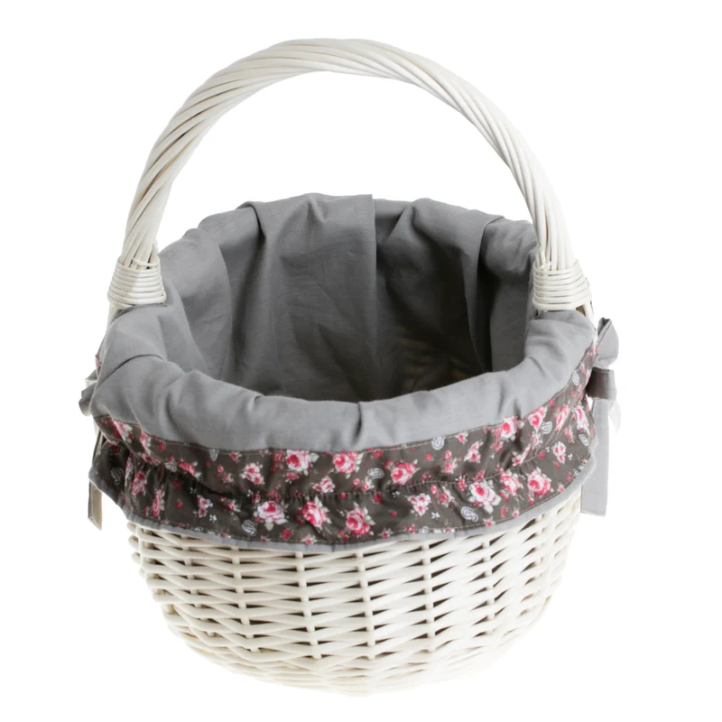 Werburga shopping basket with a wicker handle and gray trim TheWickerStories