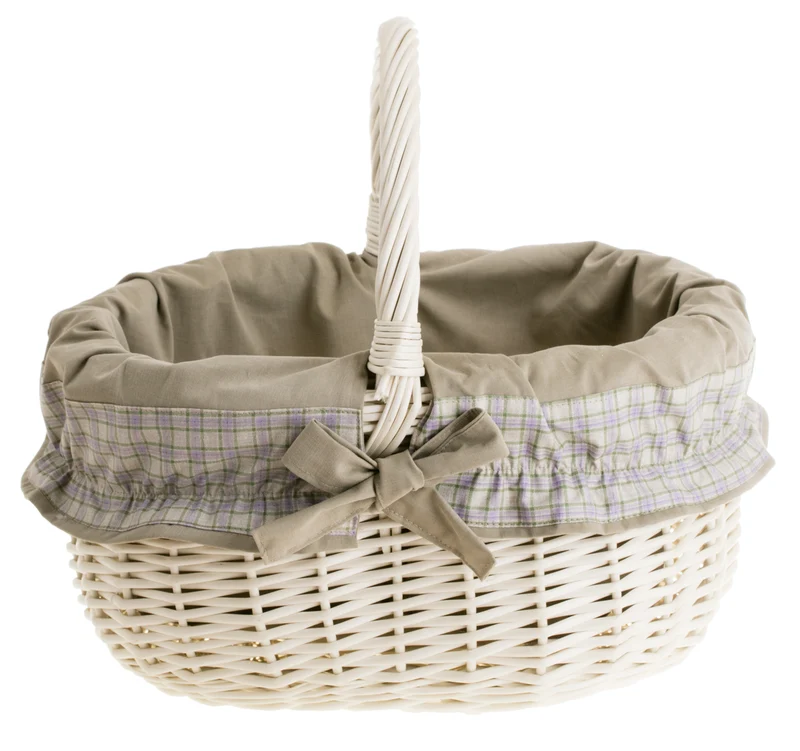 Werburga shopping basket with a wicker handle and beige trim TheWickerStories