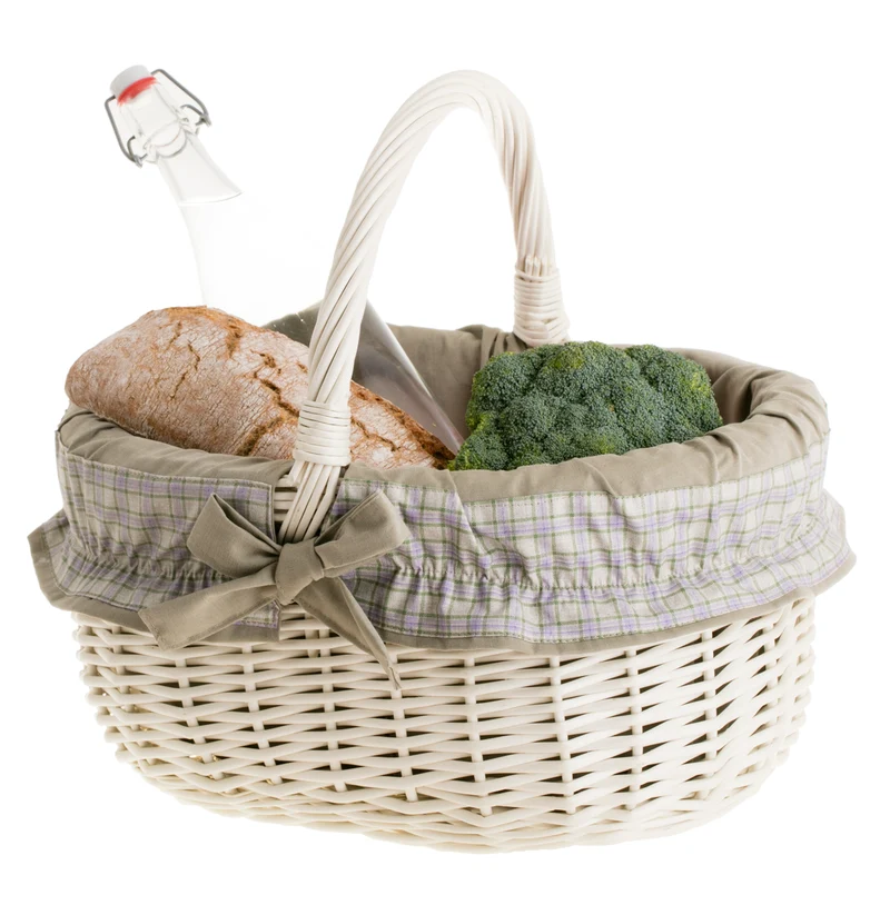 Werburga shopping basket with a wicker handle and beige trim TheWickerStories