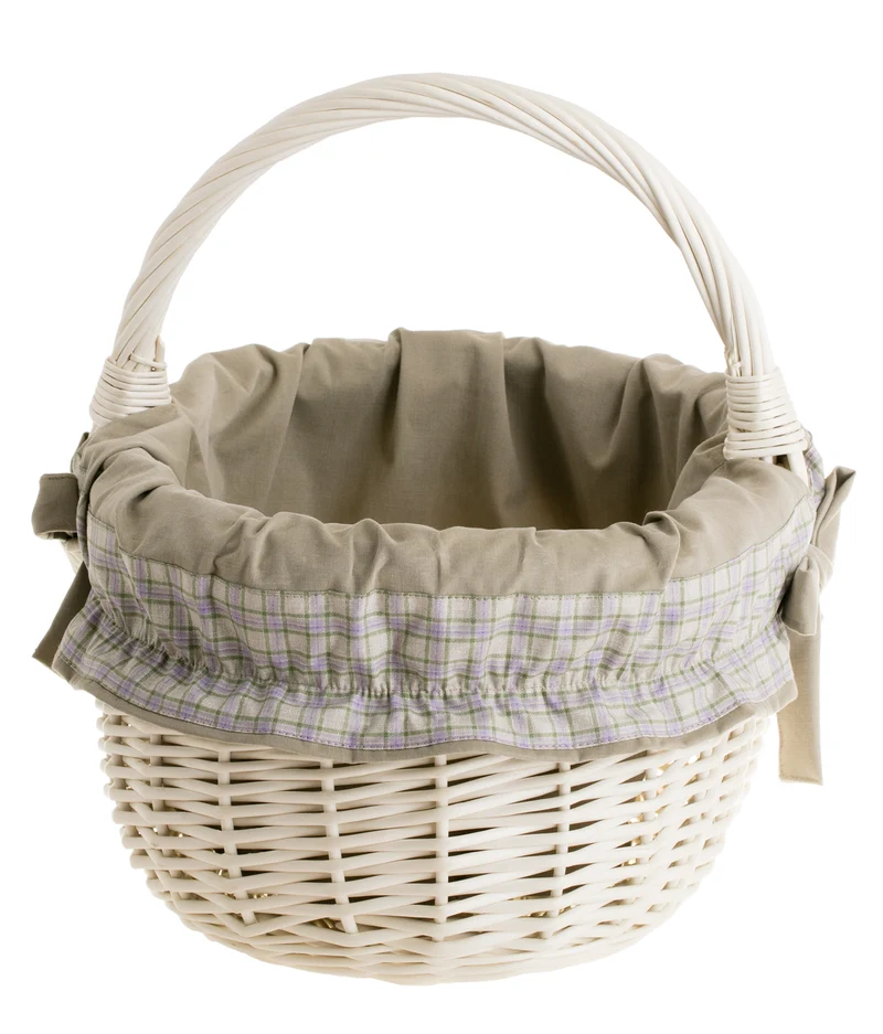 Werburga shopping basket with a wicker handle and beige trim TheWickerStories
