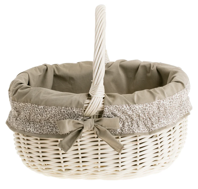 Werburga shopping basket with a wicker handle and beige trim TheWickerStories