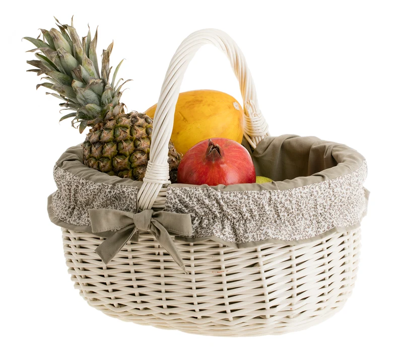 Werburga shopping basket with a wicker handle and beige trim TheWickerStories