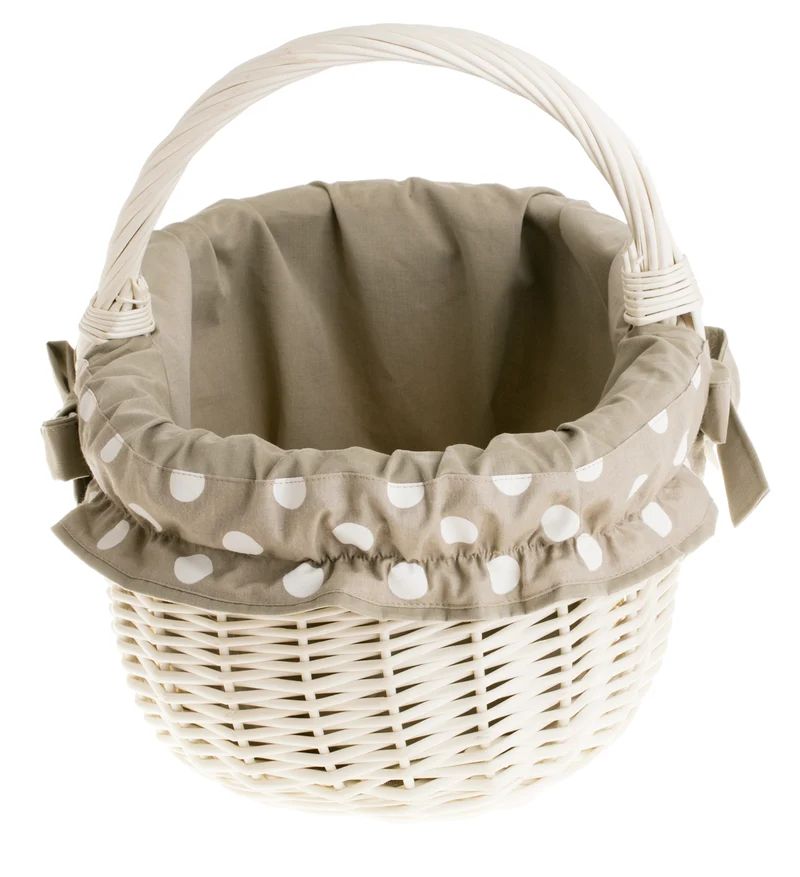 Werburga shopping basket with a wicker handle and beige trim TheWickerStories
