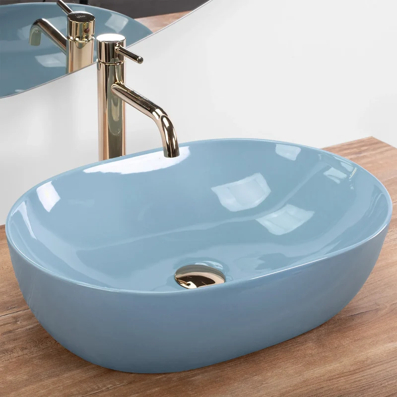 Aufsatzwaschbecken Lisa Blau 49×35cm