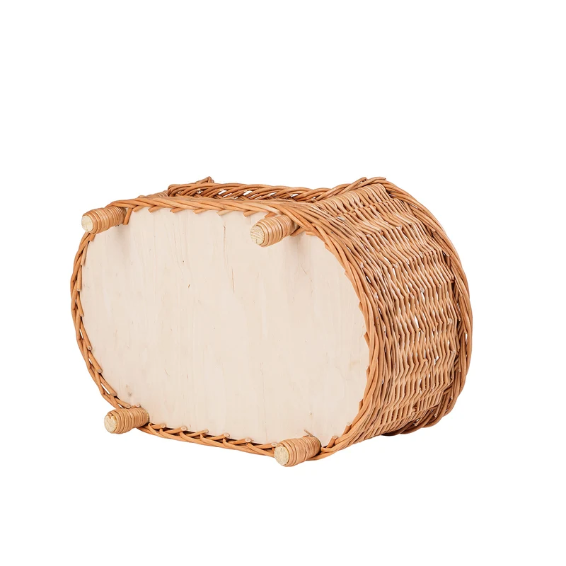 Esoria wicker pet bed for dogs and cats with beige cushion TheWickerStories