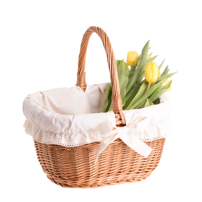 Zoneria wicker shopping basket for groceries, mushroom and picnic basket, decorative gift basket with trim TheWickerStories