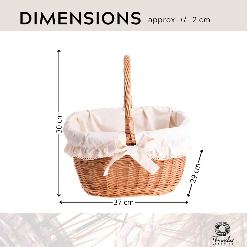 Zoneria wicker shopping basket for groceries, mushroom and picnic basket, decorative gift basket with trim TheWickerStories