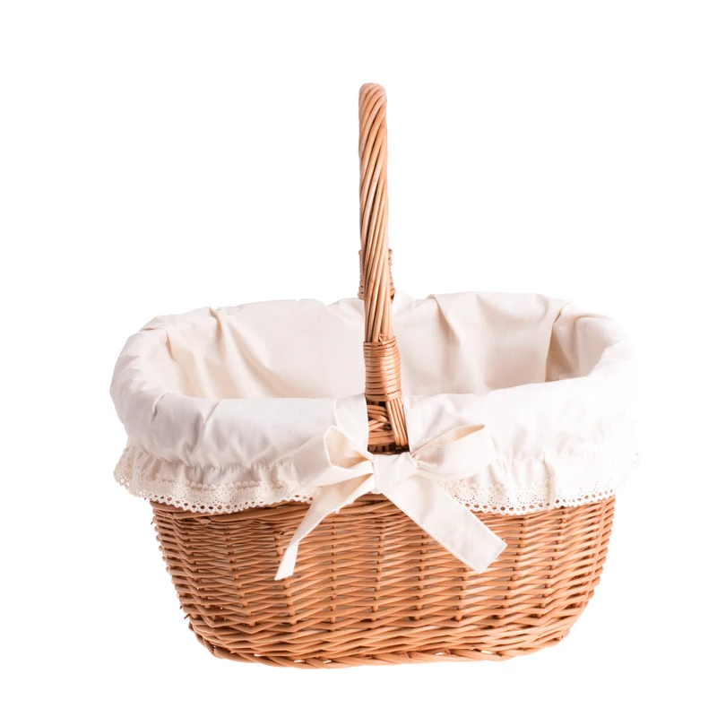 Zoneria wicker shopping basket for groceries, mushroom and picnic basket, decorative gift basket with trim TheWickerStories
