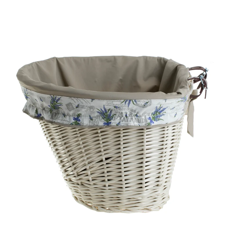 Paulus wicker bike basket with beige trim and straps TheWickerStories