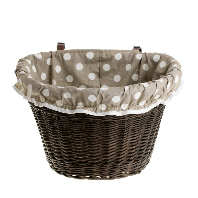 Paulus wicker bicycle basket with beige trim, for handlebars TheWickerStories