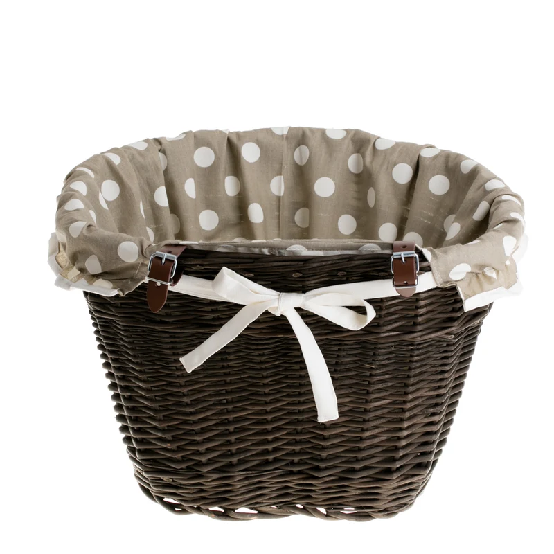 Paulus wicker bicycle basket with beige trim, for handlebars TheWickerStories