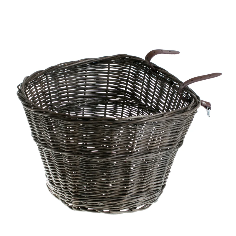 Paulus wicker bicycle basket for handlebars with leather straps TheWickerStories