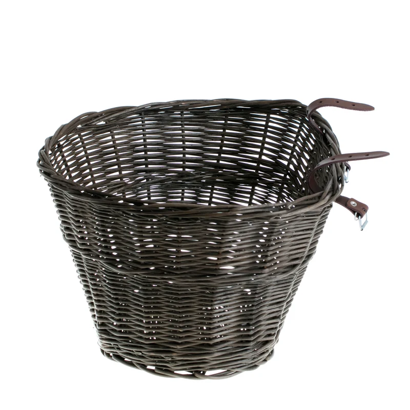 Paulus wicker bicycle basket for handlebars with leather straps TheWickerStories