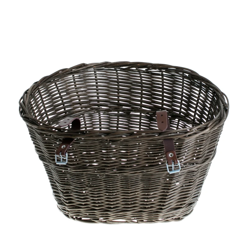 Paulus wicker bicycle basket for handlebars with leather straps TheWickerStories