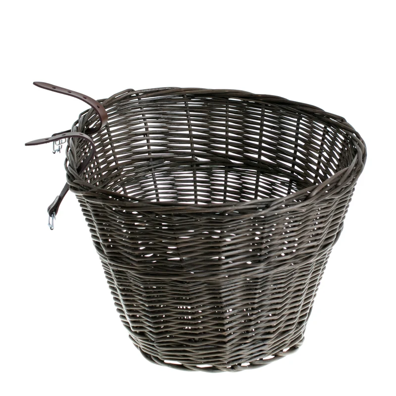 Paulus wicker bicycle basket for handlebars with leather straps TheWickerStories