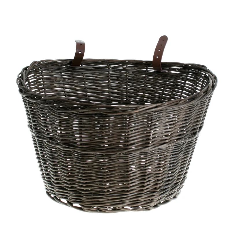 Paulus wicker bicycle basket for handlebars with leather straps TheWickerStories