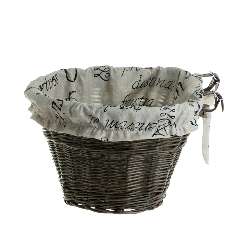 Paulus wicker bike basket with beige trim and straps TheWickerStories