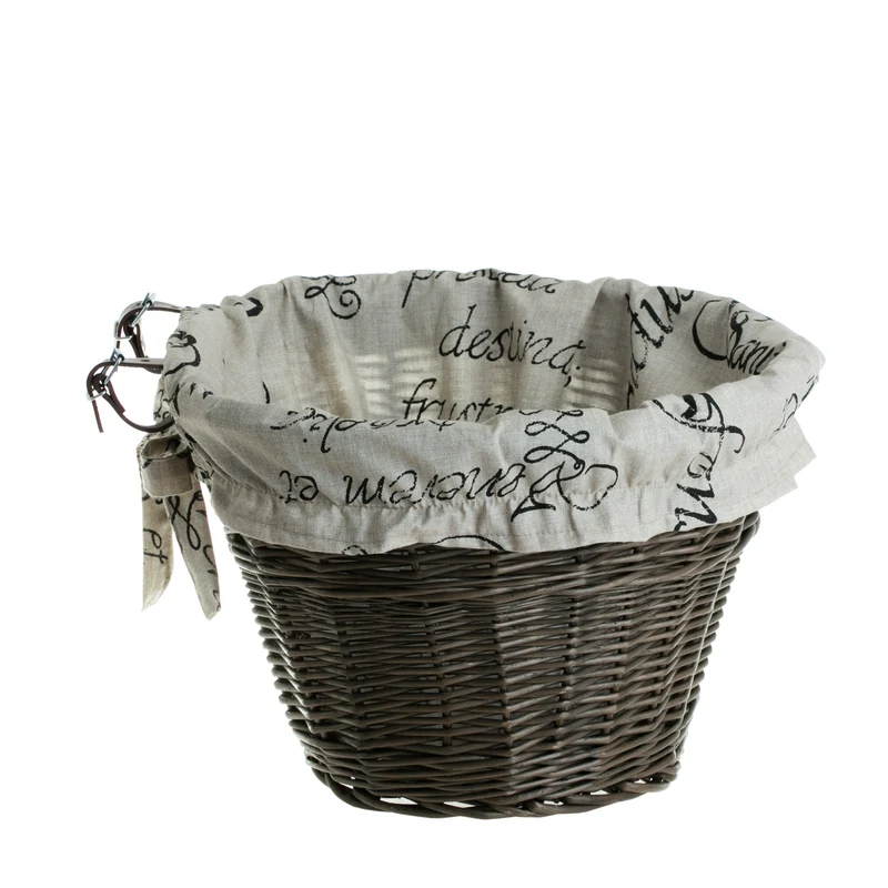 Paulus wicker bike basket with beige trim and straps TheWickerStories