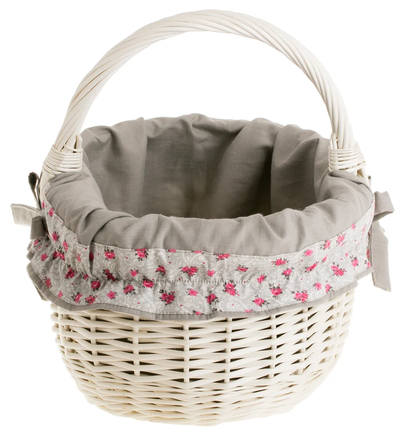 Werburga shopping basket with a wicker handle and gray trim TheWickerStories