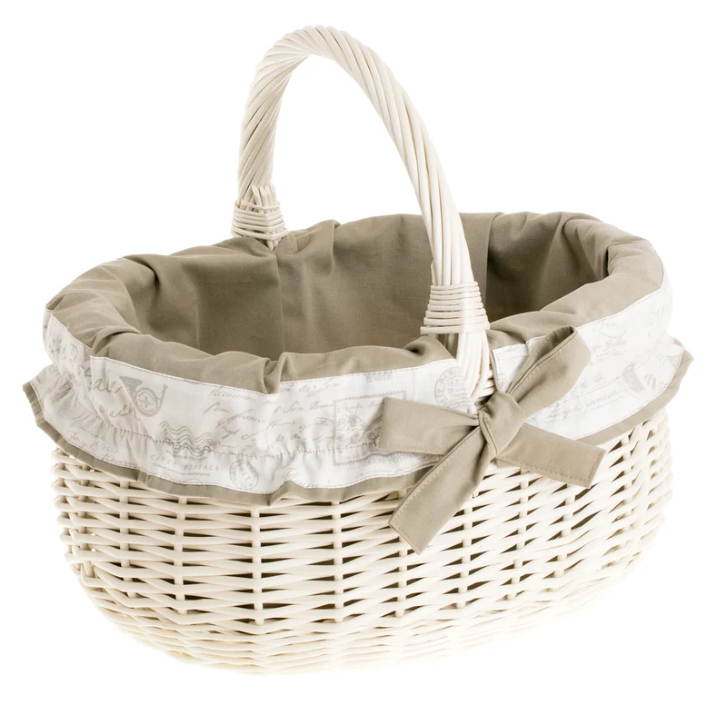 Werburga shopping basket with a wicker handle and beige trim TheWickerStories