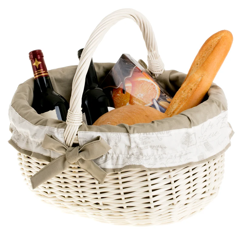 Werburga shopping basket with a wicker handle and beige trim TheWickerStories
