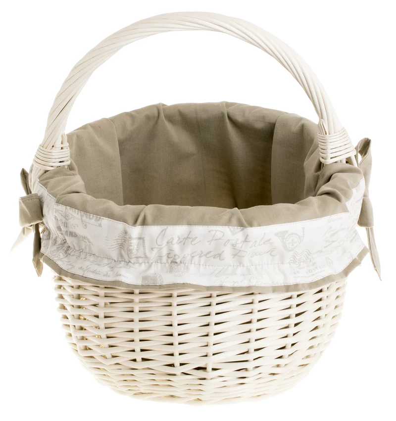 Werburga shopping basket with a wicker handle and beige trim TheWickerStories