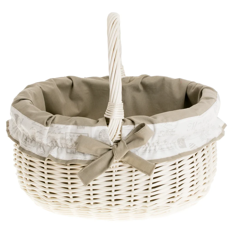 Werburga shopping basket with a wicker handle and beige trim TheWickerStories