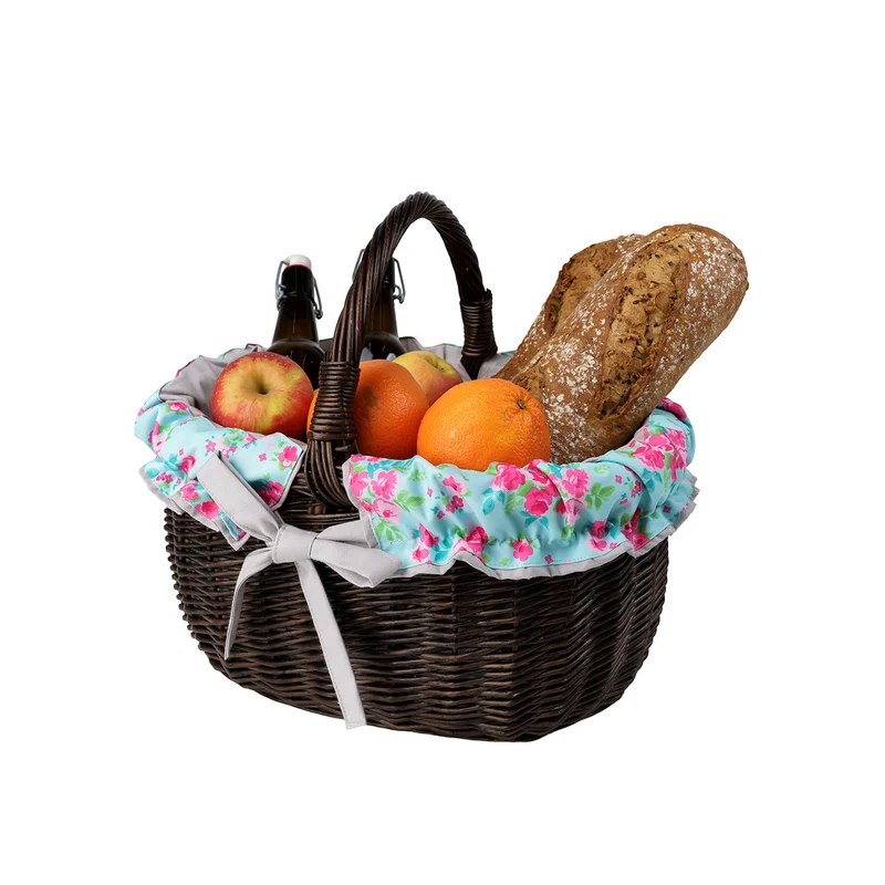 Werburga shopping basket with a wicker handle and gray trim TheWickerStories