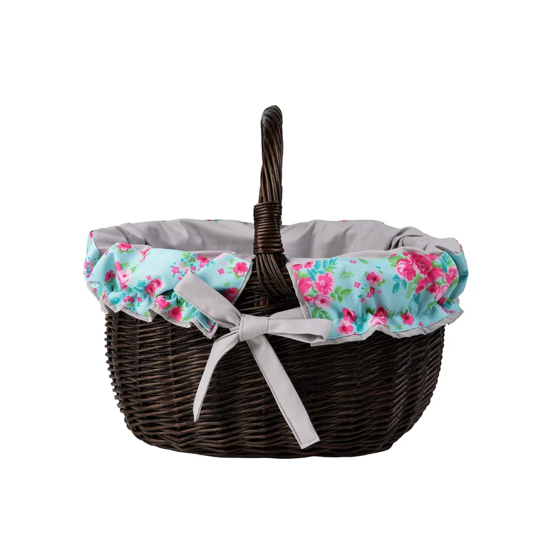 Werburga shopping basket with a wicker handle and gray trim TheWickerStories