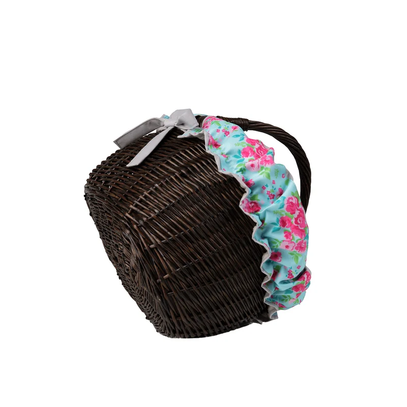 Werburga shopping basket with a wicker handle and gray trim TheWickerStories