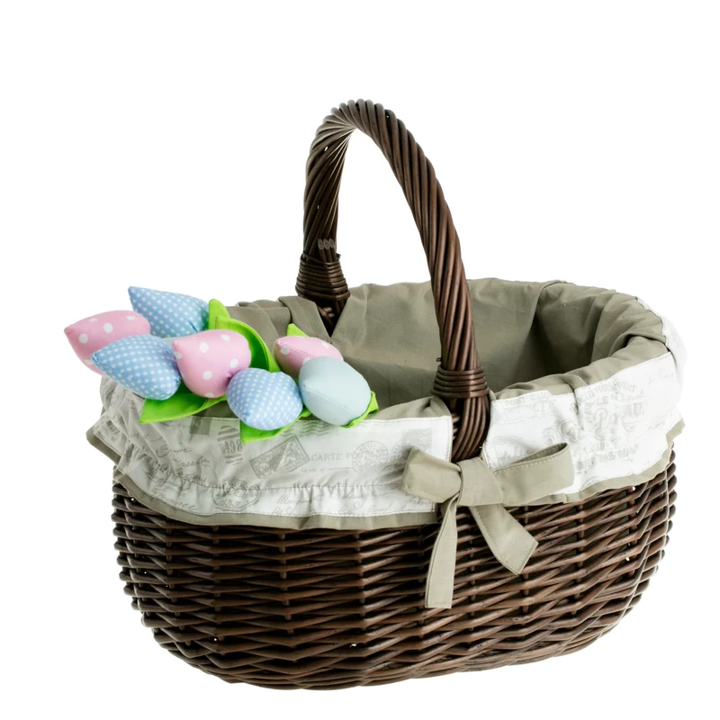 Werburga shopping basket with a wicker handle and beige trim TheWickerStories