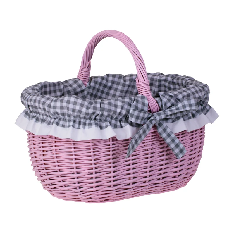 Werburga shopping basket with a wicker handle and gray trim TheWickerStories