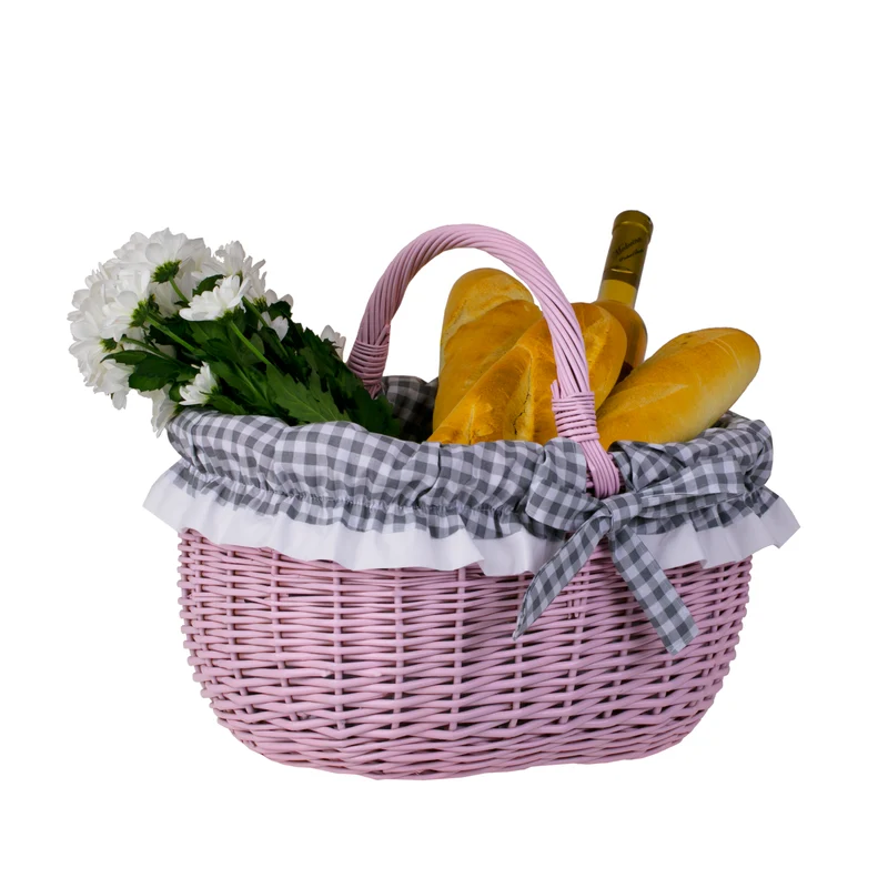 Werburga shopping basket with a wicker handle and gray trim TheWickerStories