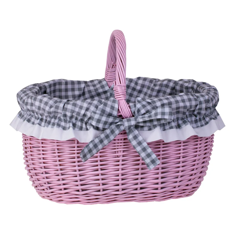 Werburga shopping basket with a wicker handle and gray trim TheWickerStories
