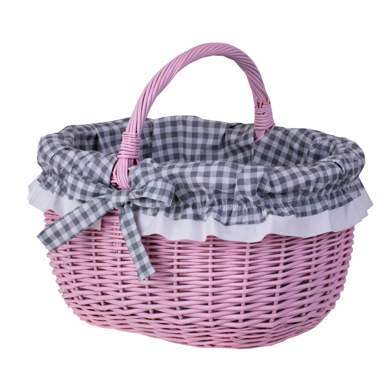 Werburga shopping basket with a wicker handle and gray trim TheWickerStories