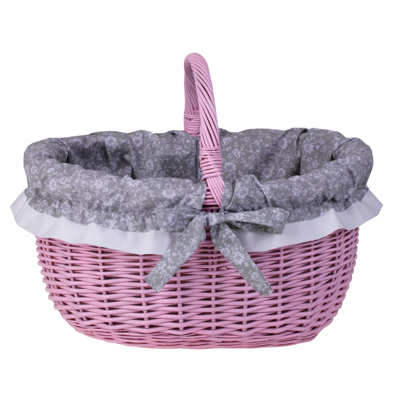 Werburga shopping basket with a wicker handle and gray trim TheWickerStories