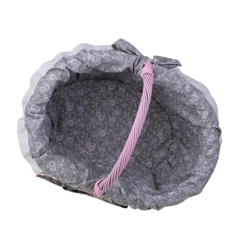 Werburga shopping basket with a wicker handle and gray trim TheWickerStories