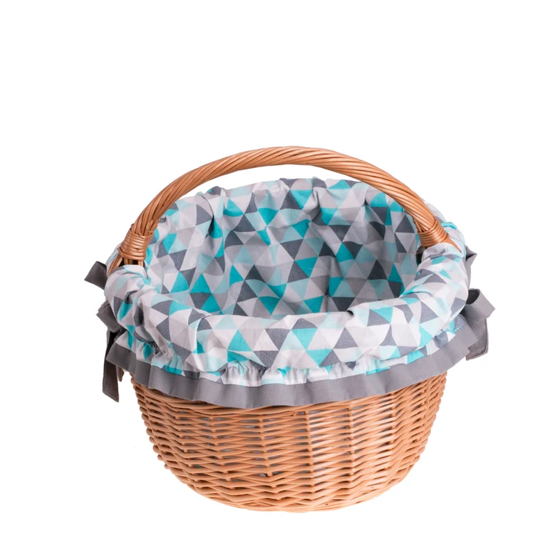 Werburga shopping basket with a wicker handle and blue trim TheWickerStories