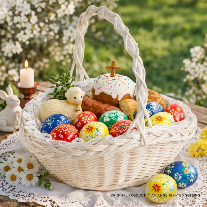 Mimi wicker gift basket for flowers and gifts with handle TheWickerStories