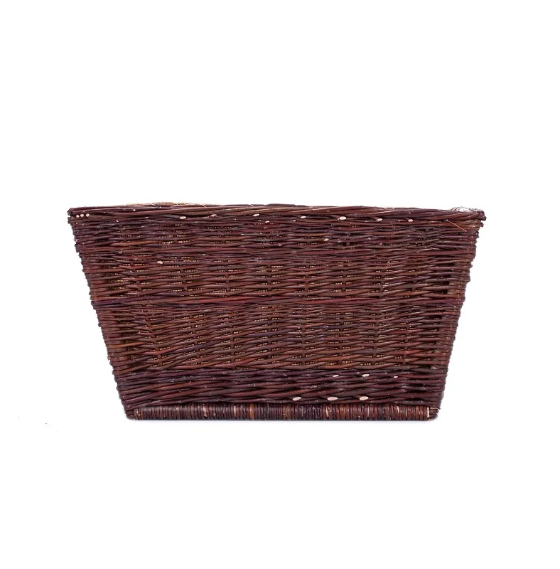 Formelia wicker firewood storage basket with jute trim and handles TheWickerStories