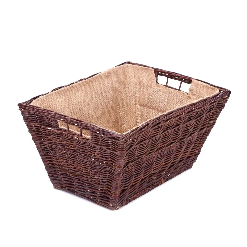 Formelia wicker firewood storage basket with jute trim and handles TheWickerStories