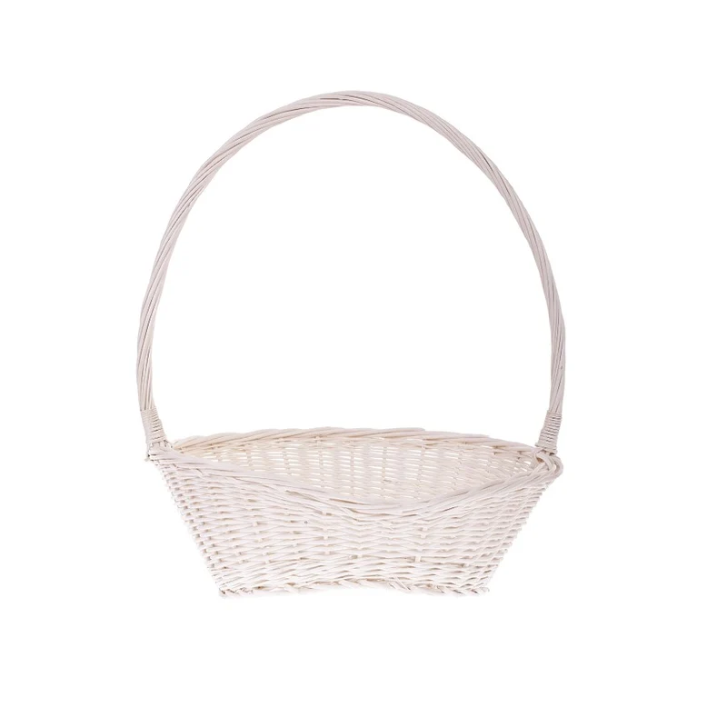 Zisoria wicker gift basket for flowers and sweets with a tall handle TheWickerStories