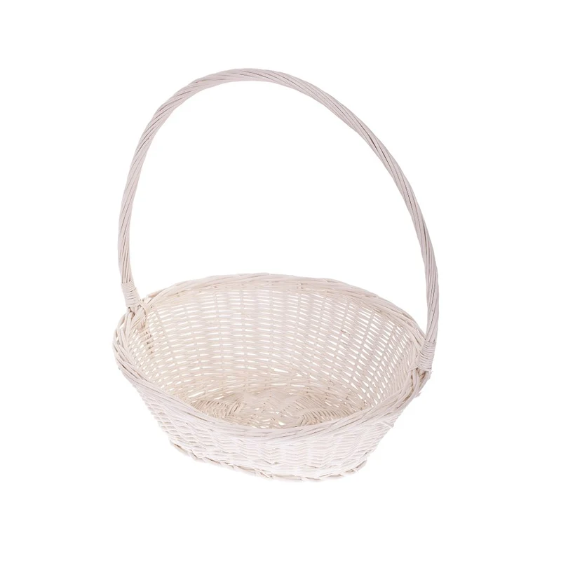 Zisoria wicker gift basket for flowers and sweets with a tall handle TheWickerStories