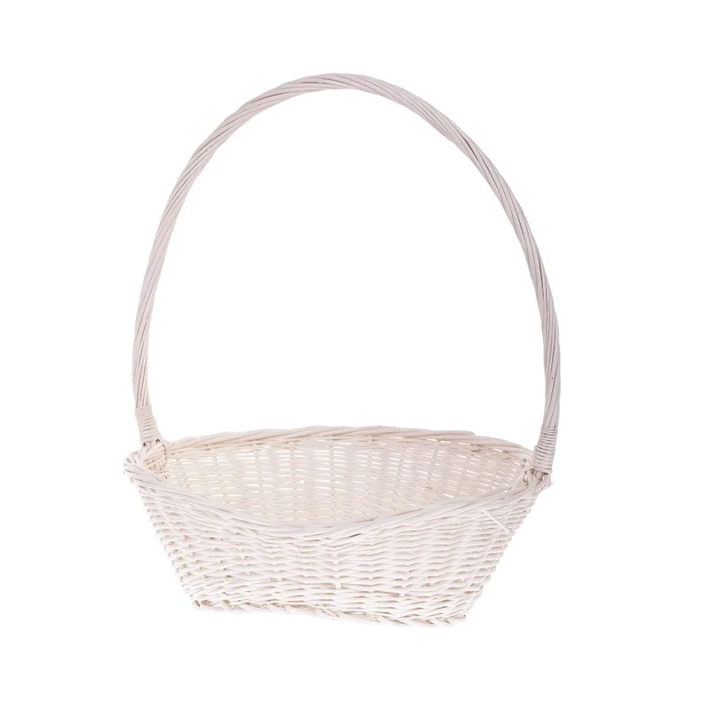Zisoria wicker gift basket for flowers and sweets with a tall handle TheWickerStories