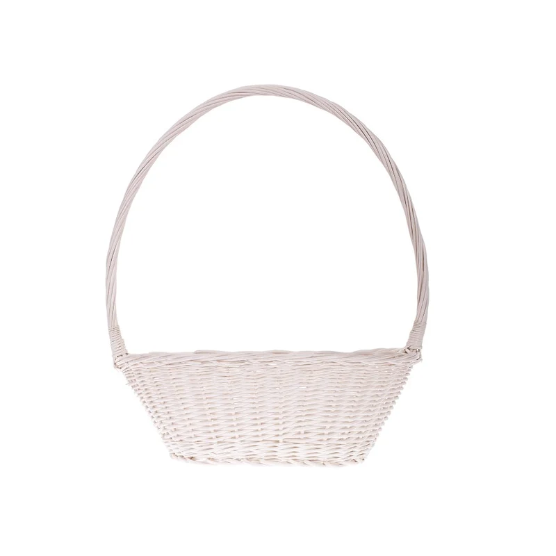 Zisoria wicker gift basket for flowers and sweets with a tall handle TheWickerStories