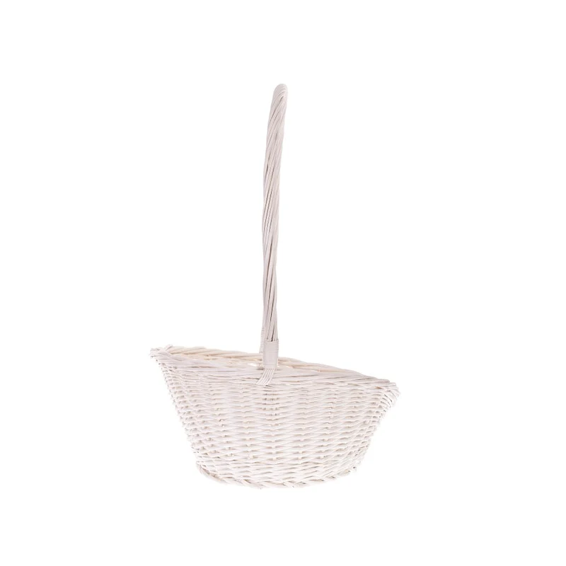 Zisoria wicker gift basket for flowers and sweets with a tall handle TheWickerStories
