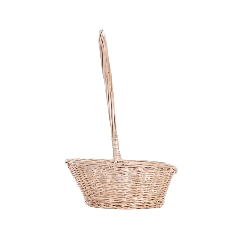 Zisoria wicker gift basket for flowers and sweets with a tall handle TheWickerStories
