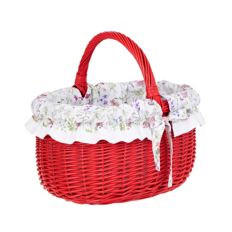 Werburga shopping basket with a wicker handle and white trim TheWickerStories